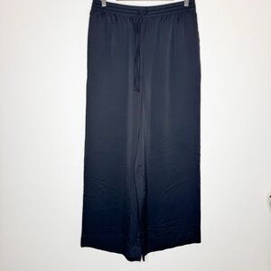 NWT Madewell Black Wide-Leg Satin Lounge Pant Size Large
